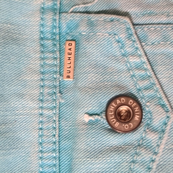 Bullhead Women’s Regular Fit Denim Vest Button Front Aqua White Size Large - Picture 8 of 11